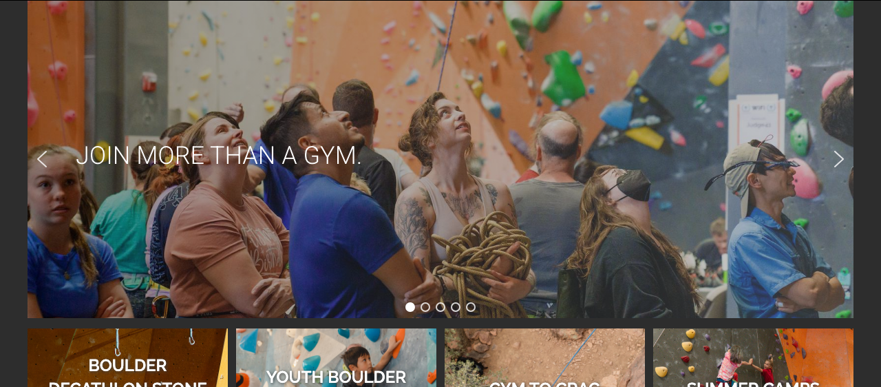Stone Age Climbing Gym homepage hero visual reference